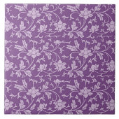 Paarse en lavendel bloempatroon tegeltje (Voorkant)