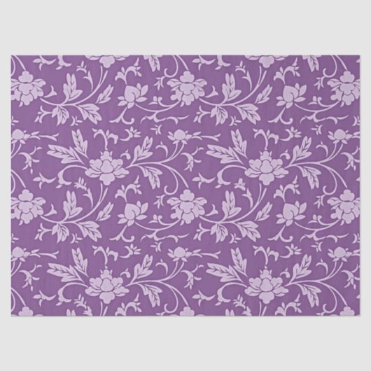Paarse en lavendel bloempatroon tissuepapier (Voorkant)