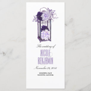 Paarse en Lavendel Floral Lantaarn Wedding Program Programmakaart