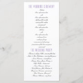 Paarse en Lavendel Floral Lantaarn Wedding Program Programmakaart (Achterkant)