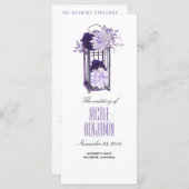Paarse en Lavendel Floral Lantaarn Wedding Program Programmakaart (Voorkant / Achterkant)