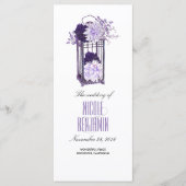 Paarse en Lavendel Floral Lantaarn Wedding Program Programmakaart (Voorkant)
