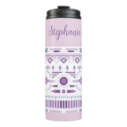 Paarse en lavendel geometrische boho-patroon thermosbeker (Voorkant)