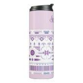 Paarse en lavendel geometrische boho-patroon thermosbeker (Gedraaid links)
