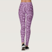 Paarse en lavendel geometrische mandala patroon leggings (Achterkant)