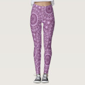 Paarse en lavendel geometrische mandala patroon leggings (Voorkant)