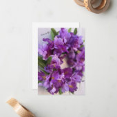 Paarse en lavendel Iris Notitiekaartje (Voorkant / Achterkant in situ)