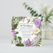 Paarse en Lavendel Ivoor Botanische Bloemen Kaart (Staand voorkant)