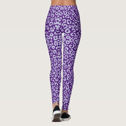 Paarse en Lavendel Luipaard Print Leggings (Achterkant)