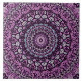 Paarse en Lavendel Mandala Patroonontwerp Tegeltje (Voorkant)