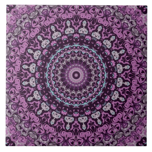 Paarse en Lavendel Mandala Patroonontwerp Tegeltje (Voorkant)