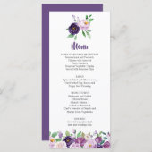 Paarse en Lavendel Rozen Wedding Menu (Voorkant / Achterkant)