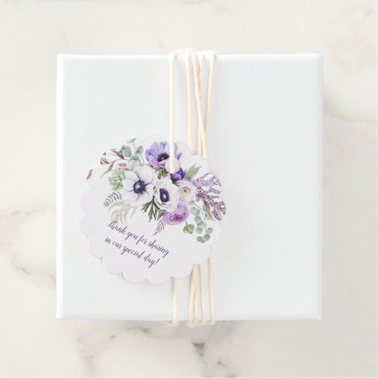 Paarse en Lavendel Waterverf Bloemen Bruiloft | Bedankjes Labels (In situ)