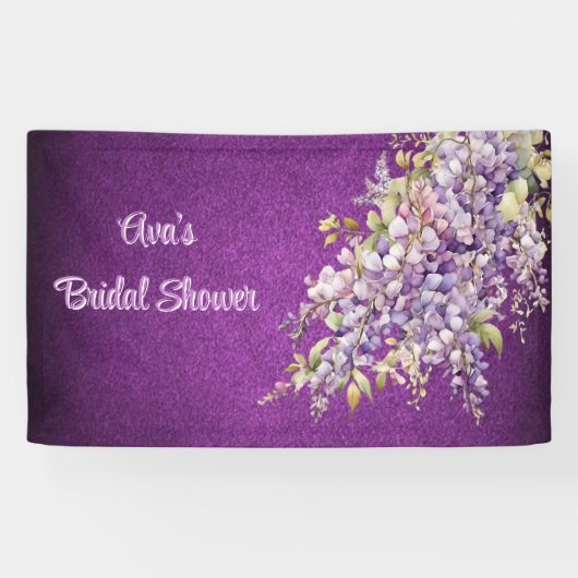 Paarse en lavendelkleurige Wisteria Bruidsdouche Spandoek (Horizontaal)