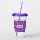 Paarse en lavendelstrepen acryl drinkbeker (Achterkant)