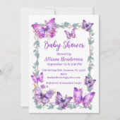 Paarse en lavendelvlinders Baby shower Kaart (Voorkant)