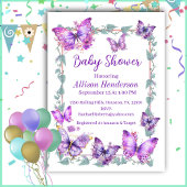 Paarse en lavendelvlinders Baby shower Kaart
