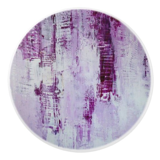 Paarse en lavender abstracte printplaat keramische knop (Voorkant)