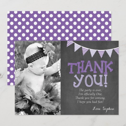 Paarse en lavender Birthday Hartelijk dank Bedankkaart (Voorkant / Achterkant)