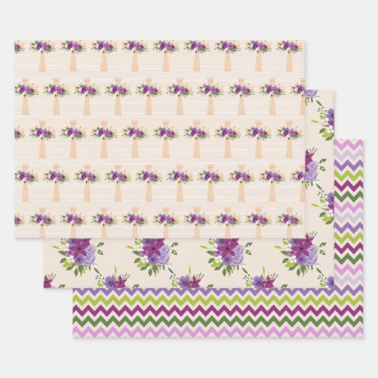 PAARSE EN LAVENDER EASTER KROSSEN WATERVERF STROOM INPAKPAPIER VEL (Set)