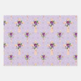 PAARSE EN LAVENDER EASTER KROSSEN WATERVERF STROOM INPAKPAPIER VEL