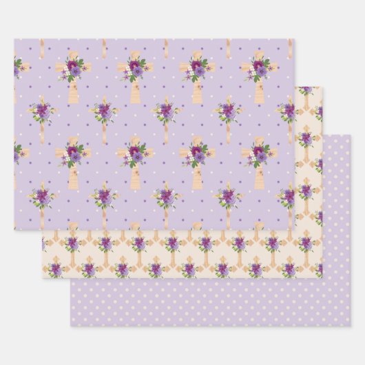 PAARSE EN LAVENDER EASTER KROSSEN WATERVERF STROOM INPAKPAPIER VEL (Set)
