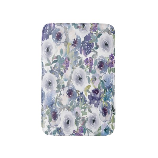 Paarse en Lavender Floral Bath Mat (Voorkant Verticaal)
