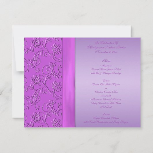 Paarse en lavender Jeweled Menu Kaart (Achterkant)