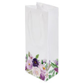 Paarse en lavender Rozen Monogram Wijn Cadeautas (Achterkant Gekanteld)