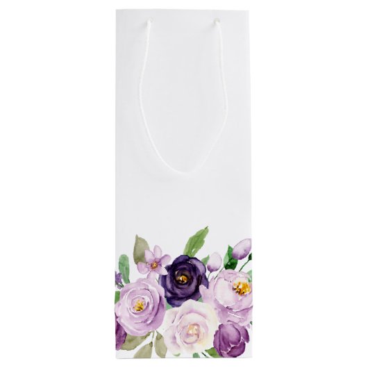 Paarse en lavender Rozen Monogram Wijn Cadeautas (Achterkant)