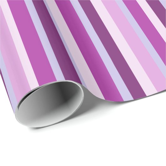 Paarse en lavender Striped Gift Wrap Cadeaupapier (Rol Hoek)