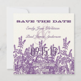 Paarse en lavender wild Flower Save the Date