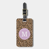 Paarse en Leopard Print Custom Monogram Bagagelabel (Voorkant verticaal)