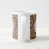 Paarse en Leopard Print Custom Monogram Grote Koffiekop (Achterkant)