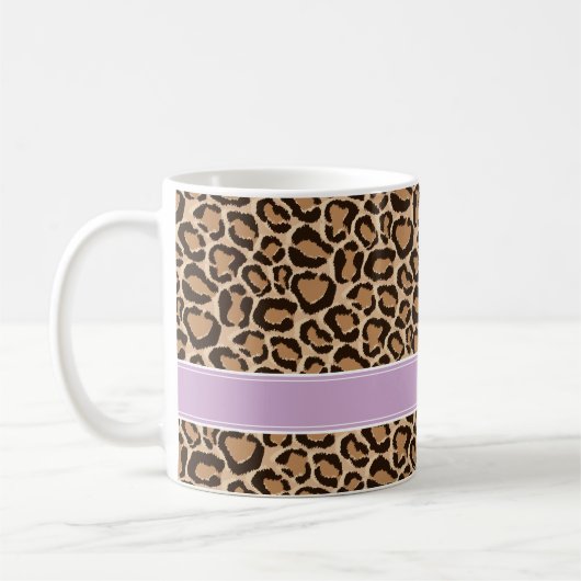 Paarse en Leopard Print Custom Monogram Koffiemok (Links)