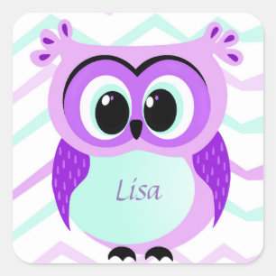 Paarse en lila baby cartoon vierkante sticker