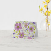 Paarse en Lila bloemennoot/Wenskaart Kaart (Gele Bloem)