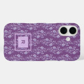 Paarse en Lila Floral Monogram Case-Mate iPhone Case (Achterkant (horizontaal))