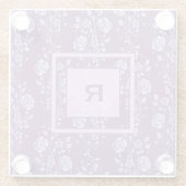  Paarse en Lila Floral Monogram Glazen Onderzetter (Achterkant)