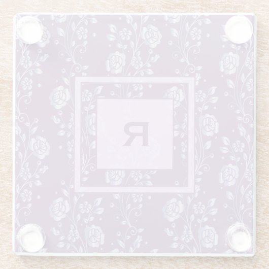  Paarse en Lila Floral Monogram Glazen Onderzetter (Achterkant)