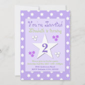 Paarse en lila met sterren verjaardagsfeestje kaart (Voorkant)