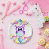 Paarse en lila moeder en baby cartoon papieren bordje (Feest)