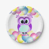 Paarse en lila moeder en baby cartoon papieren bordje (Voorkant)