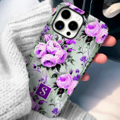 Paarse en lila monogram bloemmotief Case-Mate iPhone case