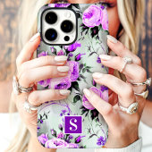 Paarse en lila monogram bloemmotief Case-Mate iPhone case