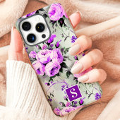 Paarse en lila monogram bloemmotief Case-Mate iPhone case