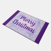 Paarse en lila vorst Vrolijk Kerstfeest Deurmat (Schuin)