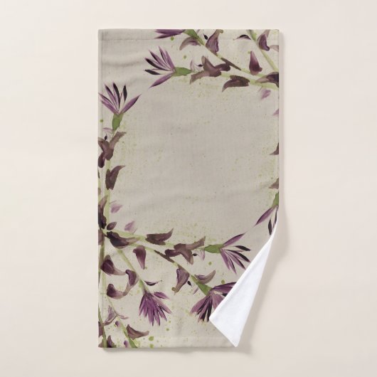 Paarse en Limoen bloemige handdoekset Bad Handdoek (Handdoek)