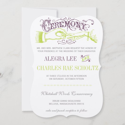 Paarse en Limoen moderne  typografie Kaart (Voorkant)