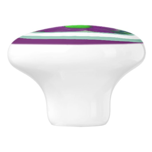 Paarse en limoengroen keramische knop (Zijkant)